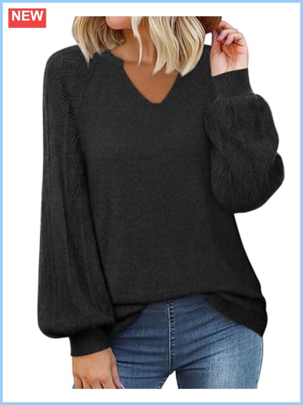 Womens Lightweight V Neck Long Sleeve Pullover Sweater Casual